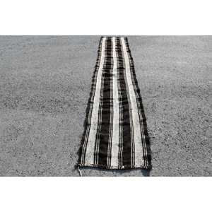 Tapis turc vintage 24 'x 12' grande surface en laine traditionnelle noir blanc Patchwork Design modèle de couloir rectangulaire pour adolescents Latex - Product Image 1