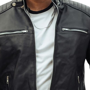 แจ็กเก็ตหนังสำหรับนักธุรกิจชายเสื้อแจ็คเก็ตลำลองคอตั้งมีซิปไซส์ใหญ่พิเศษ - Product Image 4