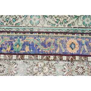 Alfombra Turca Vintage, Alfombra de Pasillo de 2.1x7 pies, Alfombra de Lana con Estampado Animal Azul Marrón - Product Image 5