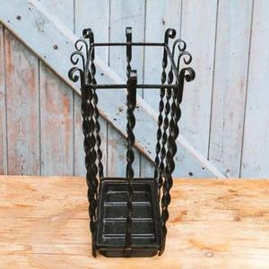 Seau à parapluie en forme de panier en métal noir design antique pour la décoration intérieure de la maison Lobbies Accessoires Fournitures - Product Image 2