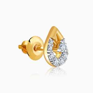 Lab Grown Gold Teardrop Diamond Stud Pendientes - Product Image 5