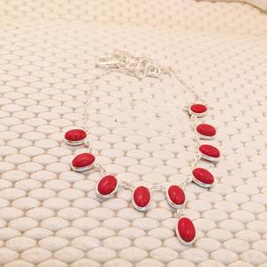 Collares de piedras preciosas de Coral rojo para mujer de Plata de Ley 925, collares de piedras preciosas de Coral rojo de lujo para mujer, collares de piedras preciosas de Coral rojo de plata 925 - Product Image 3