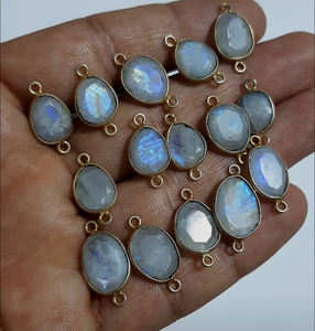 Haut à la recherche Labradorite poire facettes argent plaqué or connecteur breloque pierre de naissance bijoux gemmes 6x8mm lunette bijoux - Product Image 3