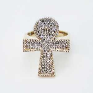 Anillo Cristiano Ankh de Plata de Ley 925 con Baño de Rodio y Diamantes Moissanite VVS para Hombre, Joyería Religiosa Personalizada de Estilo Hip Hop - Product Image 1