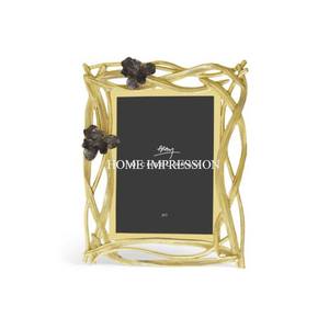 Silver Color Finishing Shiny Polished Hammered Texture Rectangle Shape <b>Metal</b> <b>Photo</b> <b>Frame</b> With <b>Black</b> Color Flowers & Bud Designer - Product Image 5