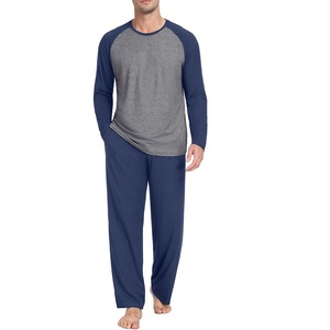 Camisetas de algodón de bambú suave personalizadas de talla grande para hombre, conjunto de pijama de manga larga, ropa de dormir Lisa para primavera y otoño, exportación desde BD - Product Image 2