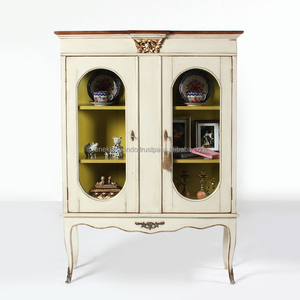 Armario n. ° 5003, combinación de puertas de madera y cristal con 6 estantes y patas resistentes, calidad garantizada. - Product Image 2