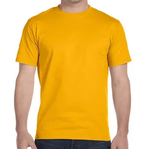 Effen Gele Kleur Casual Zomerseizoen Op Voorraad Comfortabele T-Shirts Best Verkopende Custom Logo Duurzaam Heren Casual Shirts Te Koop