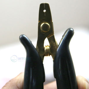 Pinzas Elegantes para la Instalación de Extensiones de Cabello Doradas, Mango Morado, Acero Inoxidable, Herramienta de Alta Durabilidad, Sistemas de Microeslabones Nano Beads - Product Image 4