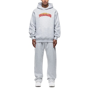 Conjunto de Sudadera con Capucha y Pantalones Deportivos Vintage al por Mayor con Logotipo Personalizado |   Chándal Extra Grande de Felpa de Algodón para Hombre |   Conjunto Deportivo Informal - Product Image 1