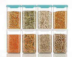 Tarros de almacenamiento de alimentos de cocina de plástico cuadrado PP transparente de 1500ml con tapas con clip Contenedores herméticos de especias de 8 piezas - Product Image 3