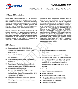 Davicom dm9162iep 10/100 Mbps nhanh Ethernet lớp vật lý chip đơn thu phát - Product Image 2