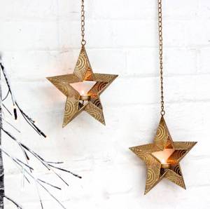 Wholesale Star Shape Metal Gold Hanging <b>Tea</b> <b>light</b> Holder For Home Decoration & Christmas Decor - Product Image 2