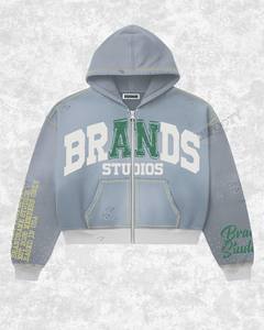 Brandname Men's Red Hooded <b>Zip</b>-<b>Up</b> Sweatshirt With Letter Print And Front Pockets Casual Autumn Wear - Product Image 3