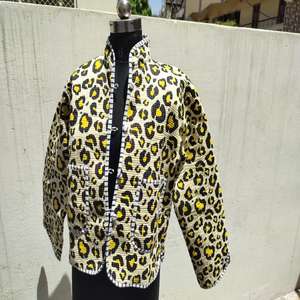 Handmade Quilted 100% Cotton Women's Autumn/<b>Winter</b> Eco-Friendly <b>Thick</b> Regular-Length <b>Coat</b> with Floral Pattern - Product Image 2