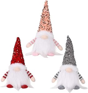 Gnomes de Père Noël suédois de style moderne faits à la main 3PCS décorations de Noël lumineuses avec des chapeaux de paillettes - Product Image 1