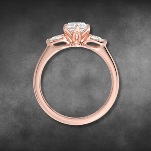Bague de fiançailles en or jaune 14K/18K avec diamant marquise cultivé en laboratoire certifié IGI, trois pierres, avec diamants latéraux en forme de poire, pour femme - Product Image 4