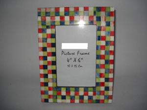 Handmade Customizable Brown Natural Sheen Horn Bone Inlay Wood Picture <b>Frames</b> with Resin Faux Horn Mosaic Border - Product Image 2