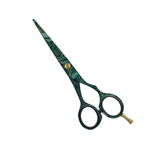 Ciseaux de coupe de cheveux de salon de coiffure professionnel fantaisie en acier inoxydable avec repose-doigt réglable en or beauté - Product Image 1