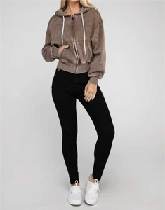 Survêtement à capuche d'hiver délavé à l'acide pour femmes Streetwear personnalisé 2 pièces ensemble de survêtements à capuche de haute qualité pour femmes - Product Image 6