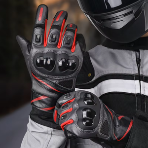 ถุงมือหนังมอเตอร์ไซค์แบบเต็มนิ้วระบายอากาศได้ดีสนับมือแข็งหน้าจอสัมผัสใช้งานได้กับกีฬากลางแจ้ง - Product Image 5