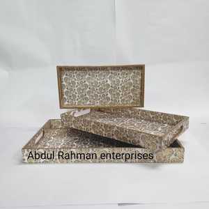 Plateau de service en bois d'acacia de luxe de qualité supérieure rectangle solide pour le petit déjeuner à la maison hôtel restaurant vente en gros - Product Image 5