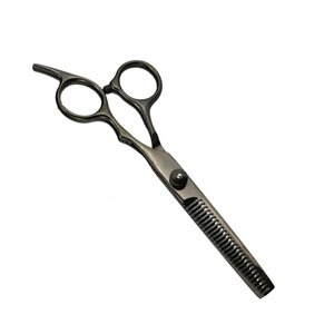 Ciseaux amincissants de cheveux enduits de couleur noire Ciseaux amincissants de coupe de cheveux en acier allemand avec repose-doigt - Product Image 3