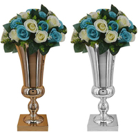 Moderne Aluminium-Metall-Blumenvase Tischdekoration Nickel-Beschichtung für Hochzeit Event Party Zeremonie Dekoration Trompetenvase