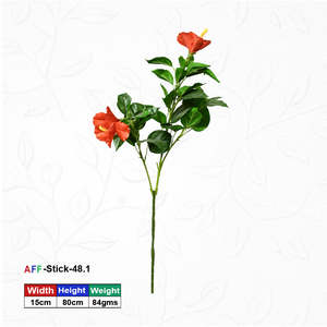 Plante artificielle d'Habiscus avec fleur rouge AFF Stick -48.1 - Product Image 1