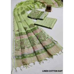 Conjunto de Traje de Lino y Algodón con Estampado a Mano para Mujer - Product Image 1