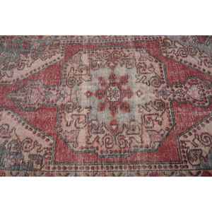 Vintage Turkish <b>Rug</b> 4.4 X 7.1ft Large Area Red Gray Patchwork <b>Abstract</b> Design Wool Material Latex for Teen Rectangular Hallway - Product Image 5