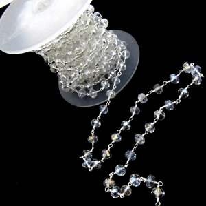 Cadena de Rosario con cuentas recubiertas místicas de cuarzo cristalino de 3 pies Rondelle facetado 6mm Cadena de cuentas de cuarzo transparente - Product Image 2