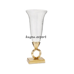 VENTE CHAUDE VASE EN VERRE DÉCORATIF DE LUXE AVEC SUPPORT EN MÉTAL OR VASE À FLEURS DE CONCEPTION DÉCORATION D'INTÉRIEUR ET DE RESTAURANT - Product Image 4