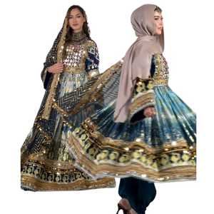 Nouvelle Collection 2026 : Robe Longue Maxi Élégante pour Femme, Style Afghan Kuchi, en Lin et Satin Pailleté, Manches Longues, Idéale pour les Fêtes - Product Image 1
