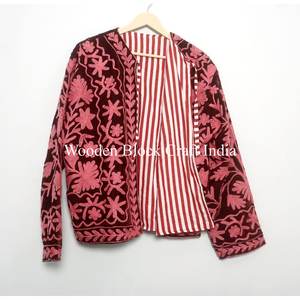 Nouvelle veste courte matelassée pour femme en velours fait main, broderie Suzani, taille unique, coton tissé écologique, cadeau pour femme - Product Image 4