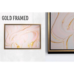 Tableau imprimé sur toile : Art mural en marbre rose avec reflets dorés, 1P Goldframedcanvas - Product Image 1