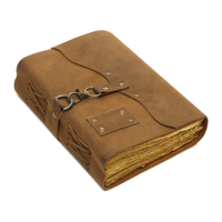 Journal en cuir véritable Vintage Paper Scrapbook Sketchbook 8X6 Inches Deckle Edge Handmade Notebook Buckle Closure Bound