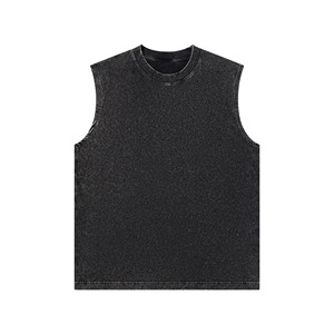 High Quality Polyester/Cotton Men's Tank <b>Top</b> 180g Acid Wash Breathable Eco-Friendly <b>Oversized</b> Knitted Sleeveless Casual Plus - Product Image 3