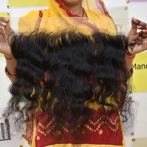 Machine brute Double trame cheveux vierges non transformés 13*6 vendeur ondulé frontal extensions de cheveux humains de temple indien - Product Image 6