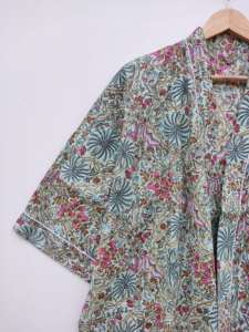 Chiều Dài Sàn Thân Thiện Với Môi Có Thể Giặt Hoa In Của Phụ Nữ Áo Choàng Kimono Bông Quần Áo Ngủ Đồ Mặc Quần Áo đi biển Món Quà Giáng Sinh - Product Image 2