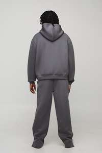 ชุดวอร์มผู้ชายสไตล์ใหม่ ผ้าหนานุ่ม ทรงโอเวอร์ไซส์ กางเกงขายาวทรงบาน เสื้อฮู้ด พร้อมโลโก้สั่งทำ - Product Image 3