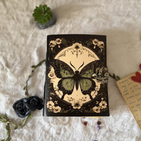 400 Page Grand Papillon En Cuir Grimoire Livre De Sort Vierge Des Ombres Journal De Sorcellerie avec Moth & Morpho Butterfly Design