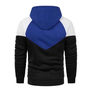 Sudadera con Capucha para Hombre, Diseño de Paneles en Color Negro, Azul y Blanco, Corte Regular, Estilo Casual, para Otoño - Product Image 2