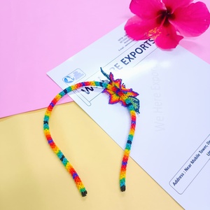 Handmade Beaded Hairband with Colorful Rainbow Pattern and Star Design Perfect for Girls Fashion Accessories and Ethnic Styling - Product Image 4