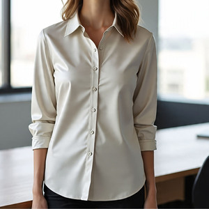 Wholesale Ladies Trendy White Leather Shirt Embroidered Style Spring Winter Clothing Button Plus Size Women's Trench Cheap Price - Product Image 3