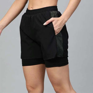 Pantalones cortos de verano de cintura alta para mujer, cintura elástica transpirable informal con bolsillos para entrenamiento en la playa, Yoga - Product Image 6