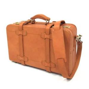 Retro <b>Traveler</b> Handmade Leather Luggage with <b>Lock</b> and British Plaid Interior Handmade From Indonesia - Product Image 6