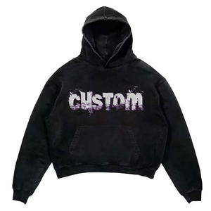 Qualité de luxe pour hommes 100% coton épais et lourd polaire coupe régulière hip-hop pull à capuche personnalisé hiver numérique teint uni - Product Image 4