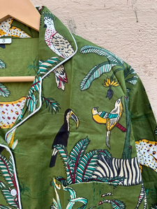 Nouvel ensemble de pyjama en coton décontracté à la mode vêtements de plage en coton indien deux pièces avec tissu en velours côtelé à motif animal - Product Image 6