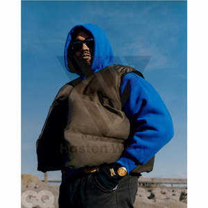 Blouson sans manches pour homme avec logo personnalisé, couleur unie, style Kanye, veste matelassée, veste d'hiver, doudoune - Product Image 4